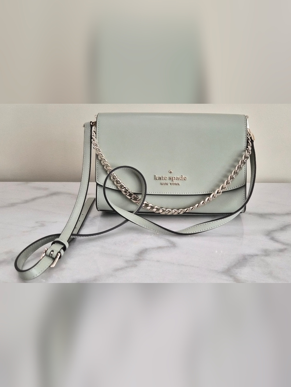 kate spade Pale Mint Leather Crossbody with Chain
